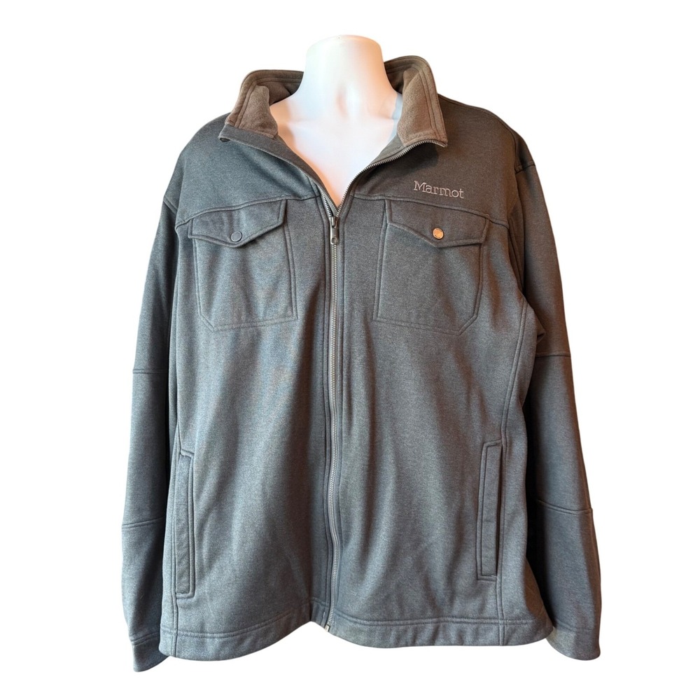 Marmot Full Zip Jacket Mens Size XXL Black Outdoor Hiking Layering Essential